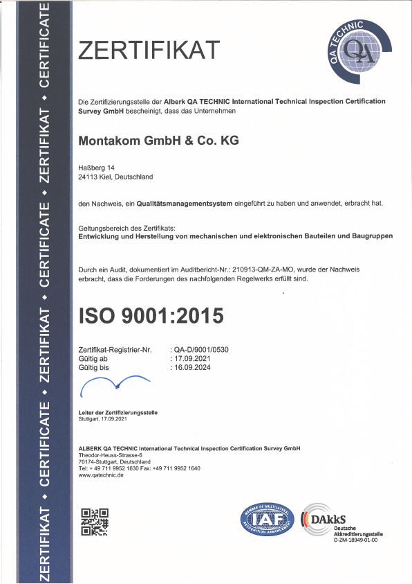 Unser Zertifikat DIN EN ISO 9001